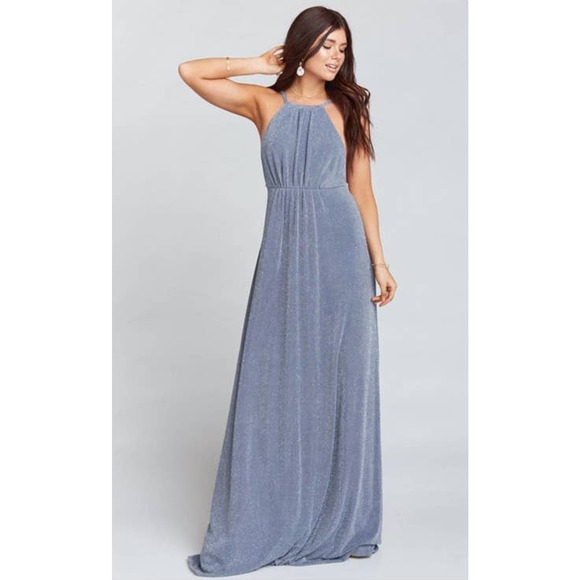 Show Me Your MuMu Amanda Maxi Dress Dancing Queen Shine Smoke Medium NWT - Picture 2 of 10